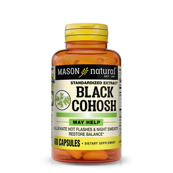 Mason Natural Black Cohosh - Supports Hot Flashes & Night Sweats, Restores Hormonal Balance, Herbal Supplement, 60 Capsules