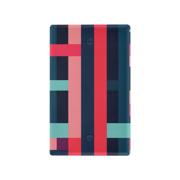 Yayeee Blank Wall Plate Cover 1-Gang 4.5"x2.7" Home Unused Decorative Outlet, Navy Blue Stripes