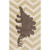5' x 8' Prehistoric Ripple Tawny White, Umber Brown and Taupe Beige Hand Tufted Area Throw Rug