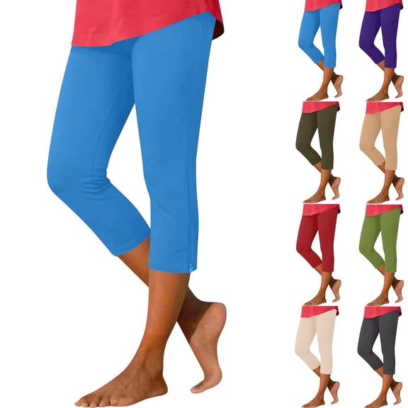 Hfnxid Capri Pants for Women Slim Fit Athletic Yoga Pant Stretchy Pull On Capris Leggings Lightweight Gym Cropped Trousers Khaki S