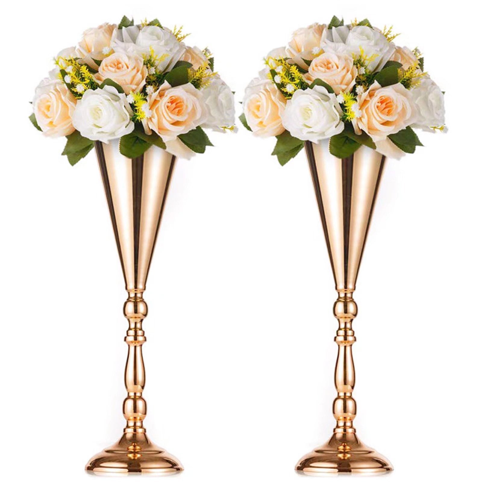 Gold Metal Trumpet Vases Tall Wedding Centerpiece Vses  22 inches 