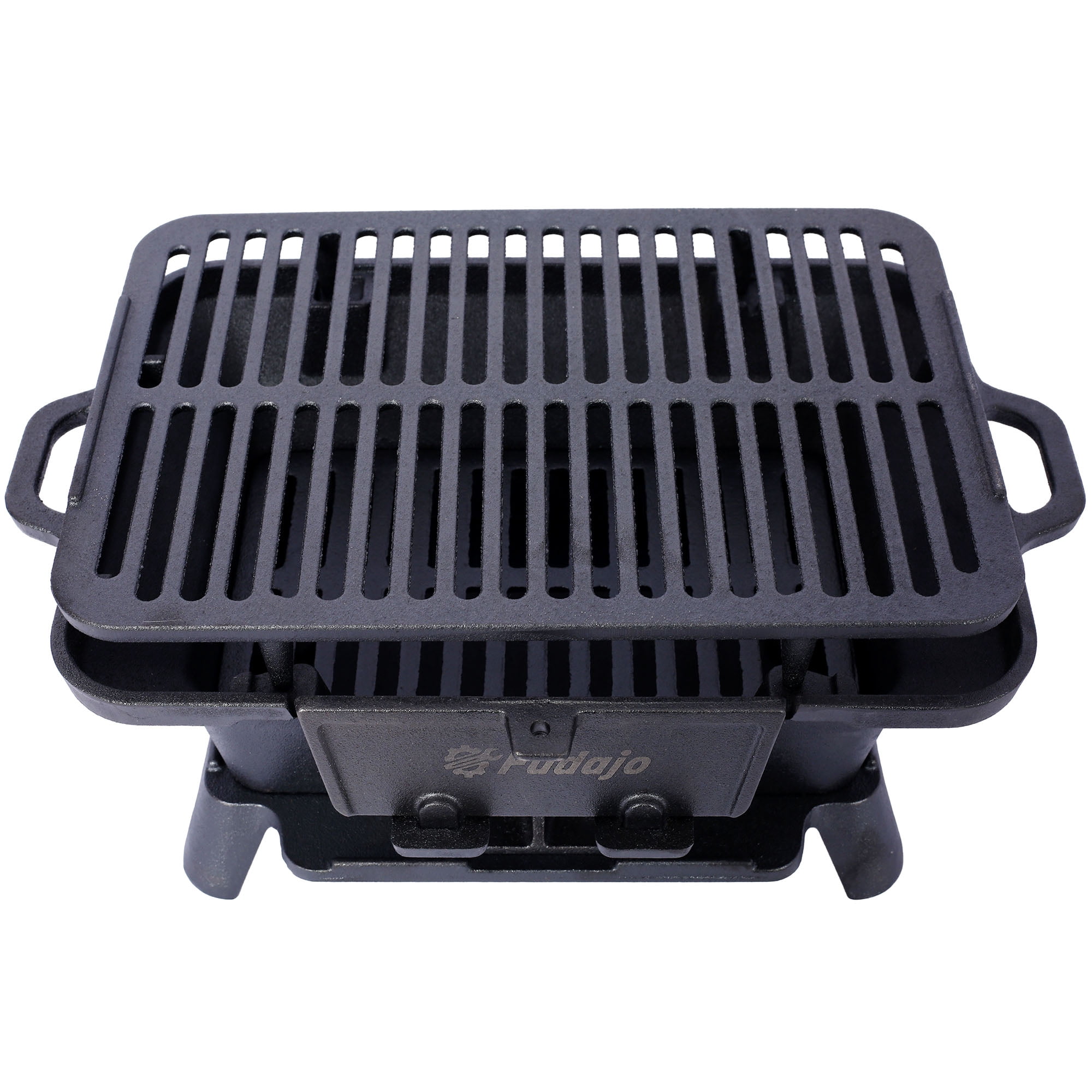 Oval Cast Iron Grill Outdoor, Portable Charcoal Grill and Tabletop Cast Iron Skillet - 100% Cast Iron, Enameled, Durable, Small Charcoal Grill, Camping Stove, Hibachi Grill