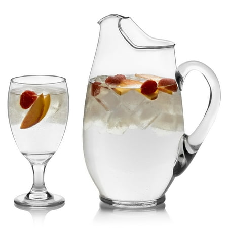 

Libbey Carolina Entertaining Set with 6 Goblet Glasses and Pitcher