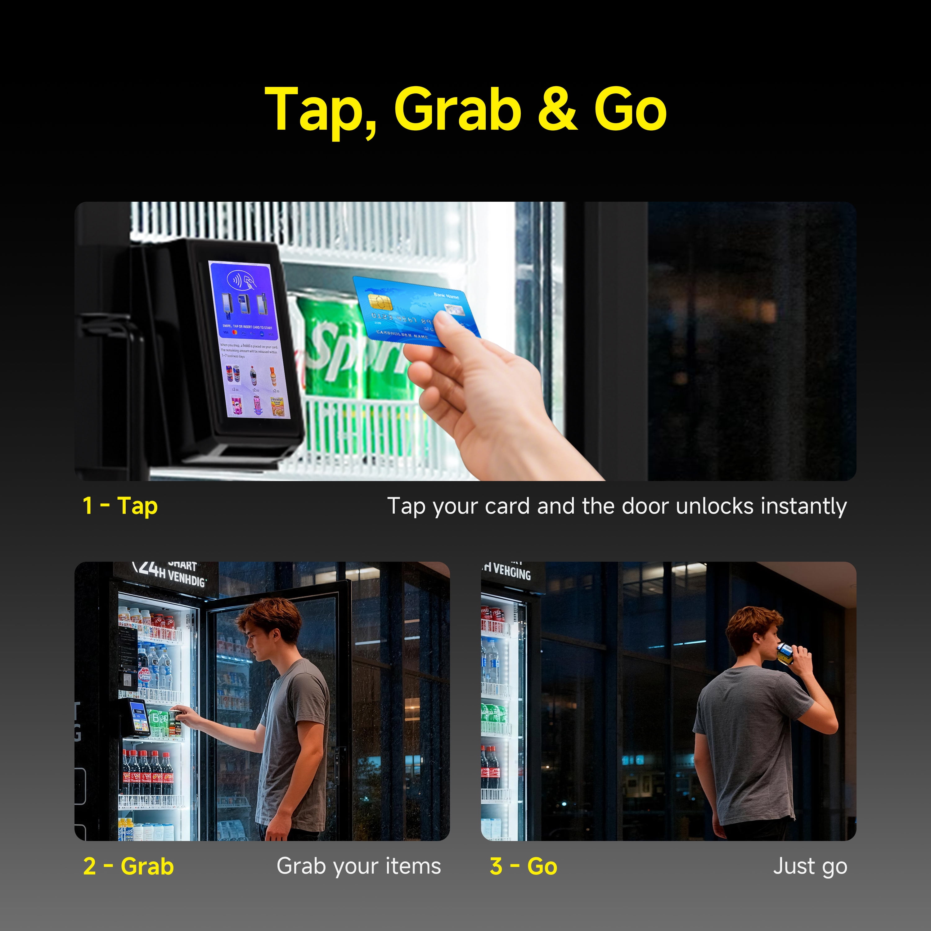 440 Combo Vending Machine,Smart Refrigerated Vending Machine with Touch Card Reader