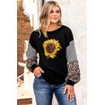 thumbnail image 3 of ABPHQTO Top de mujer de manga larga con estampado de girasoles y leopardo a rayas, 3 of 5