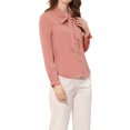 thumbnail image 4 of Unique Bargains Women's Elegant Bow Tie Neck Blouse Long Sleeve Chiffon Shirt L Dusty Pink, 4 of 6
