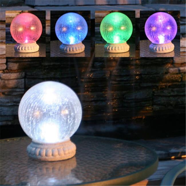 Chameleon Crackled Glass Solar Gazing Ball on Stand - Walmart.com