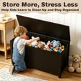 thumbnail image 4 of SESSLIFE Toy Storage Box with Lid, Wooden Toy Chest Seating Bench for Boys and Girls, Safety Hinged Storage Chest, Toy Organizer for Playroom Bedroom Entryway, Espresso, 4 of 7