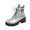 Silver, variant on Beige Women Front Lace Up Ankle Boots Round Toe Side Zipper Chunky Heel Mid Heel Solid Color Casual Winter Style