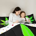 thumbnail image 4 of Feelyou Green Leaf Print Bedding Comforter Set 7-Piece, Cartoon Plant Botanical King Bedding Sets, Boys Girls Kids Adult Reversible Bed Sheets, Lightweight Room Decor, 4 of 7