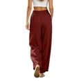 thumbnail image 5 of Otvok Womens Loose Wide Leg Palazzo Trousers, Women Elastic Waist Linen Blend High Waist Casual Vacation Pants with Pockets, 5 of 7
