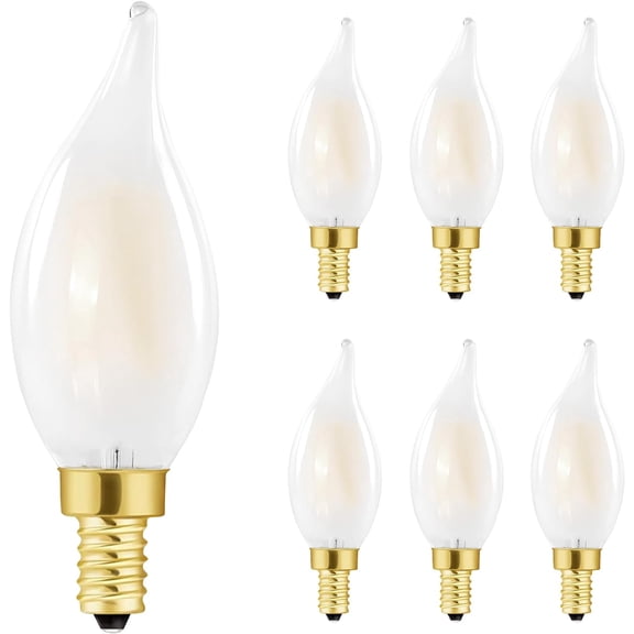 Dimmable E12 Candelabra LED Bulb 20watt, Frosted Chandelier LED Bulbs 2W Equal 20W Light Bulbs,Type B 2700k Warm White,AC120V 250LM Flame Tip Candle Light Bulbs(6 Pack)
