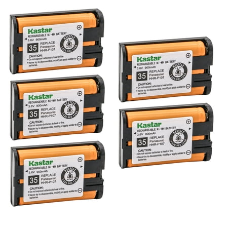 Kastar 5-Pack HHR-P107A Battery Replacement for Panasonic KX-TG3034B KXTG3034B KX-TG3034PK KXTG3034PK1 KX-TG3521 KXTG3521 KX-TG6021 KXTG6021 KX-TG6021M KXTG6021M KX-TG6021-01 KX-TG6021-02 Home Handset
