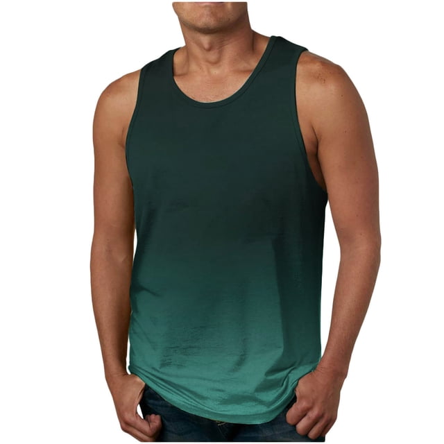 DPTALR Débardeurs Sport à Col Rond Sans Manches Men Casual Gradation Impression