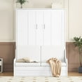 thumbnail image 3 of Harper & Bright Designs Queen Size Murphy Bed, Wooden Queen Murphy Bed Wall Bed with Cushion for Home Office or Small Room, White, 3 of 12