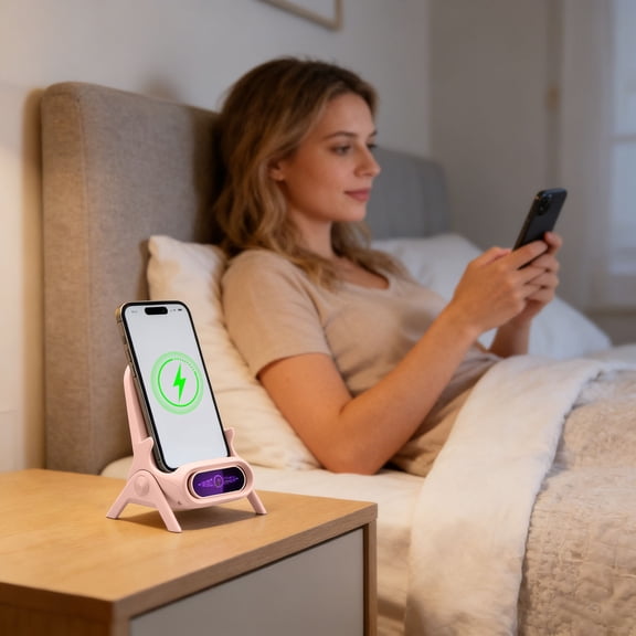 Mini Wireless Fast Charging Phone Holder 3-in-1 Desktop Stand with Charging Function for Home Office Bedroom