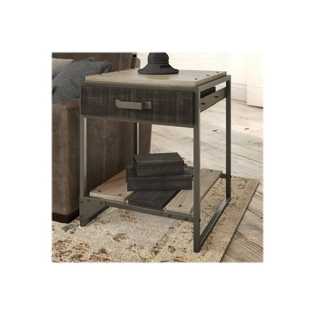 Bush Furniture Refinery - table d'Appoint - Bois Gris Rustique, Carbonisé