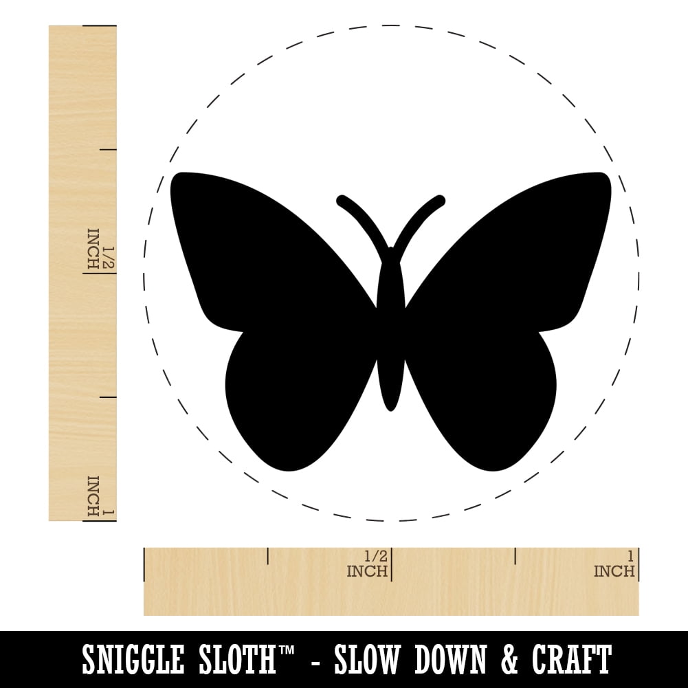 Butterfly Solid Self-Inking Rubber Stamp Ink Stamper - Pink Ink - Medium 1 Inch