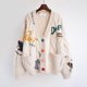 thumbnail image 2 of Suéter bordado de estilo perezoso de moda para mujer, chaqueta de suéter de punto suelta con diseño de letras de otoño e invierno a la moda, 2 of 5