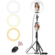 Selfie Ring Light, 10 Inch Selfie Lights 120 LED Bulbs with Stand 18 to 63 Inch Cell Phone Holder for Live Stream/Makeup/YouTube Video/Photography, Compatible for iPhone Android(Upgraded)