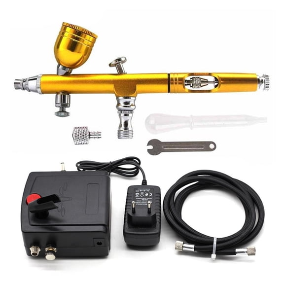 Airbrush Sets Gold 0.3mm Airbrush With Mini Compressor No Automatic Shutdown And Cleaning Tools Kits For Makeup Model Painting ,Versatile applications