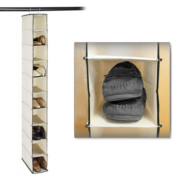 Stylishly Stored TenShelf Canvas Hanging Shoe Organizer