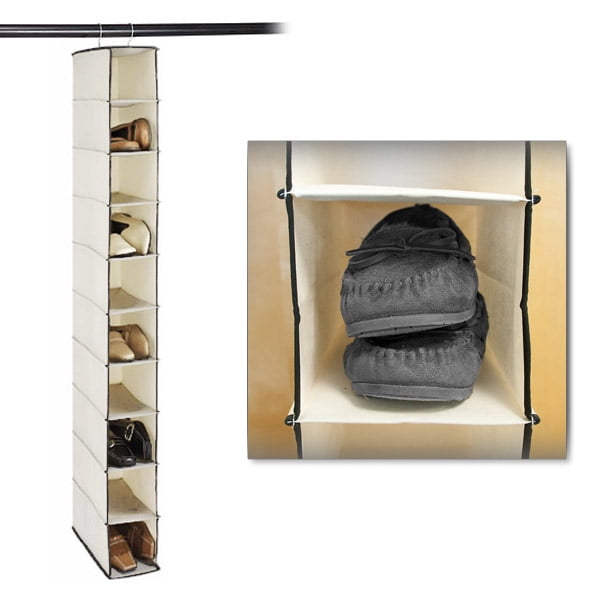 Stylishly Stored TenShelf Canvas Hanging Shoe Organizer