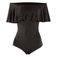 thumbnail image 4 of JJHGVB One Piece Swimsuit Women Swim Suit Women Off Shoulder Swimsuits Bathing Suits Vintage Ruffle Swimwear Teen Girls Womens Bathing Suits Tummy Control Tummy Control Swimsuits Black L, 4 of 8