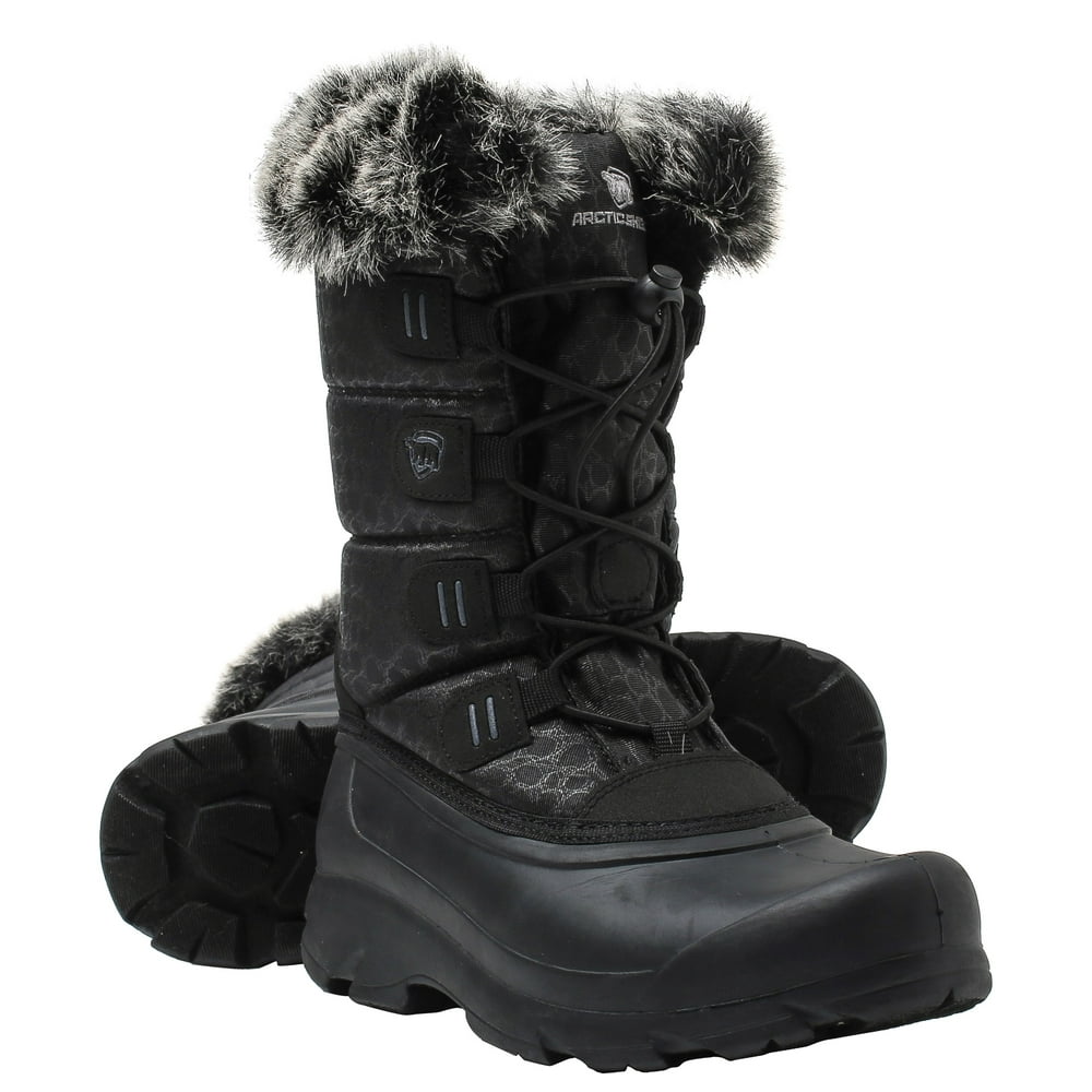 arcticshield women's waterproof memory foam fur winter snow boots
