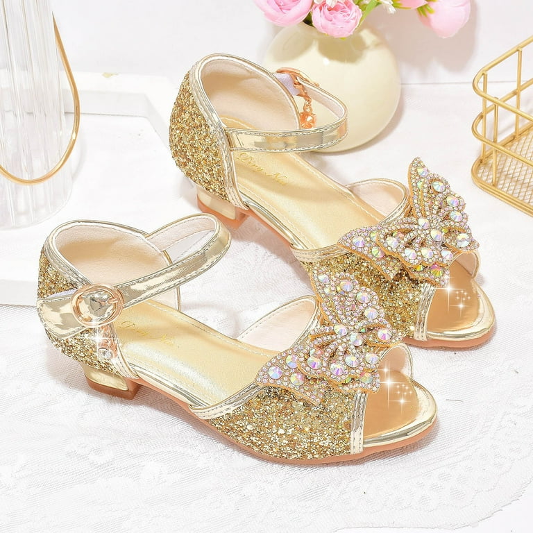 HUCOAE Toddler Dress Up Shoes Girls Silver Dress Shoes Toddler Little Big  Kid Girls Wedding Sandals Gold 8-9 Years - Walmart.com