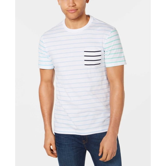 Club Room Men’s Contrast Stripe T-Shirt, White, X-Large