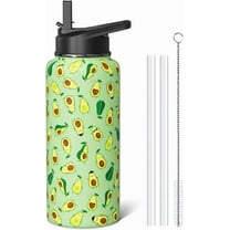 Avocado Gifts 32oz Sport Water Bottle with Flip Straw & Spout Lid, Sage Green Stainless Steel Insulated Gym Water Bottle, Fruit Lover Gifts for Women Men (1 PC)
