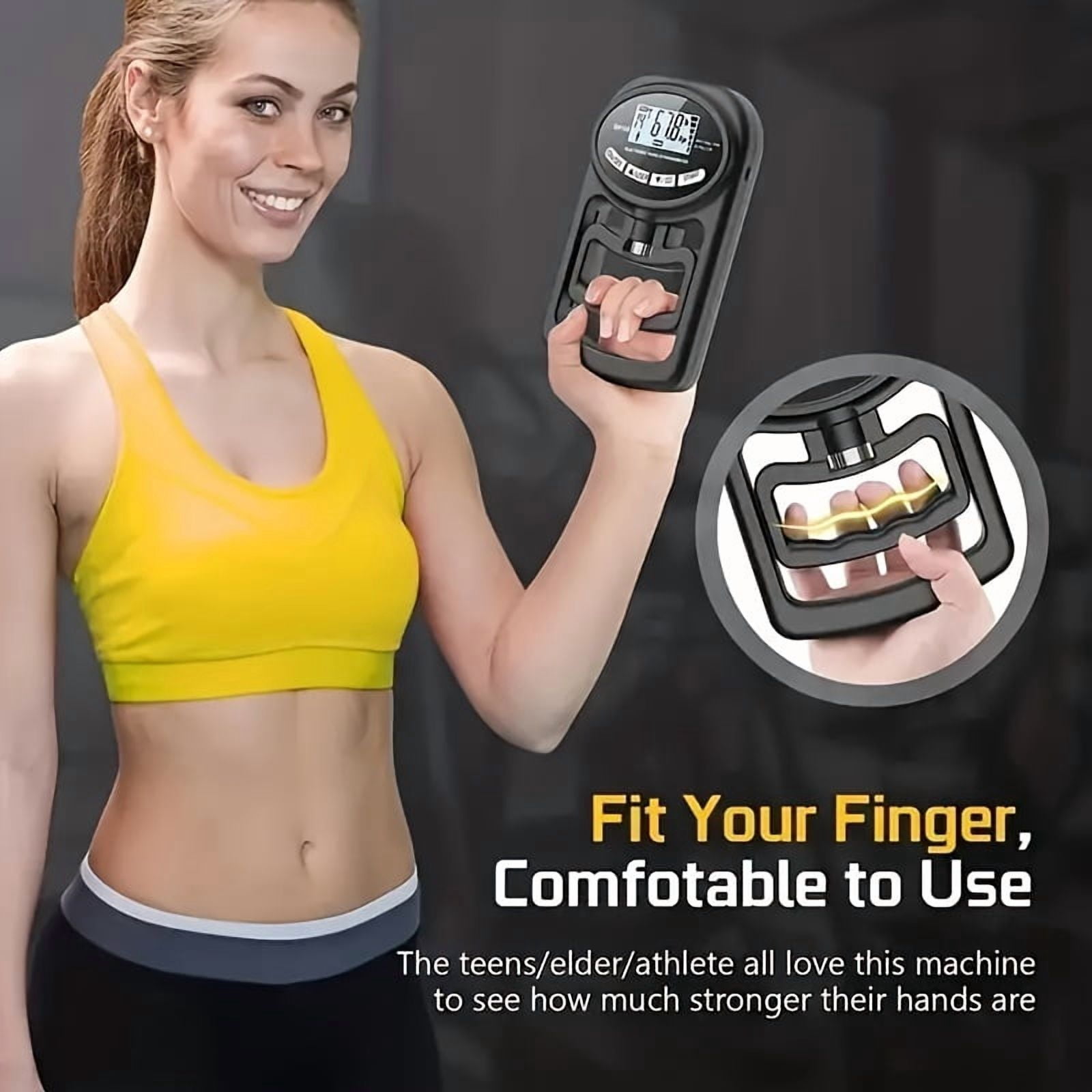 FORICOM Hand Grip Strength Tester Trainer - Electronic Hand Dynamometer Forearm Grip Strengthener Exerciser Digital Training Gauge 265 Lbs 120 Kgs for Sport Home School Use