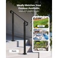 thumbnail image 6 of Outdoor Step Handrails 2 to 3 Step Adjustable Height Carbon Steel Transitional Handrail with Installation Kit for Concrete Wooden Stairs Porch Matte Black, 6 of 6