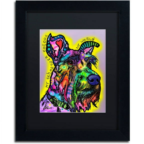 Trademark Fine Art "My Schnauzer" Canvas Art by Dean Russo, Black Matte, Black Frame