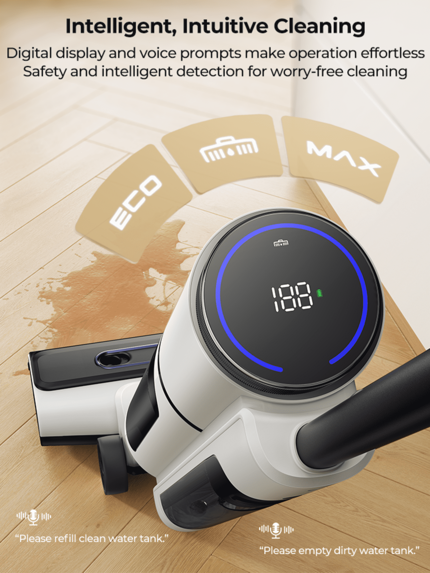 Laresar M5 Cordless Wet Dry Vacuum, Self Cleaning Cordless Floor Washer Vacuum Mop & Cold Air Drying for Hardwood Floor Pet Hair