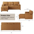 thumbnail image 3 of COPIAE 80 inch Convertible Sectional Sofa, L-Shaped Sofa Sleeper with Reversible Chaise,Couch Bed with Storage,Removable Armrest,Modern Pull Out Bed for Living Room Bedroom,Corduroy Ginger Yellow, 3 of 14