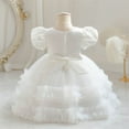 thumbnail image 6 of Edvintorg 6M-4Y Bubble Sleeve Dress for Baby Girl 2025 Little Girls Bowknot Flower Princess Birthday Party Skirt Dresses Toddler Adorable Pageant Dress Vestido, 6 of 6