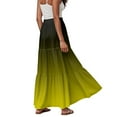 thumbnail image 3 of YDFCWXW Women's Boho Maxi Skirt A-Line Flowy Ruffle Tiered Elastic High Waist Beach Long Skirts with Pockets Yellow, L, 3 of 5
