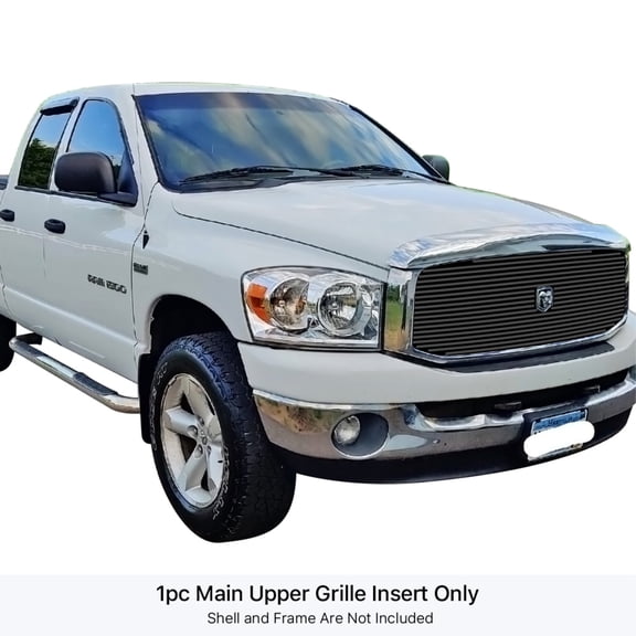 APS 2006-2008 Ram 1500 With Logo Show Black Stainless Steel Billet Grille 8x6 horizontal billet