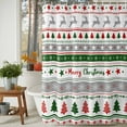 thumbnail image 3 of Merry Christmas Tree Snowflakes Elk Shower Curtain for Bathroom, Green Red Stripes Waterproof Shower Curtains Washable Quick Dry with Hooks Bathtub Curtains 60x72IN, 3 of 9