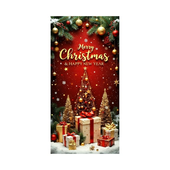 Christmas Door Cover Christmas Tree Door Cover Christmas Backdrop Hanging Banner for New Year Party Winter Holidays Xmas Decorations,70.9 x 35.4 Inch (Xmas Tree)