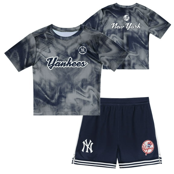 Toddler Gray/Navy New York Yankees Pinch Hitter Infielder T-Shirt and Shorts Set