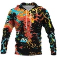 thumbnail image 4 of Men's Loose Fit Printed Hooded Sweatshirt, Long Sleeve Casual Pullover Fleece Hoodie for Street Style, Lounge, Autumn Winter,Red,3XL, 4 of 5
