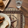 thumbnail image 3 of Western Farmhouse Round 13 Inch Placemats Set of 6, Primitive Rustic Country Retro Texas Star HeatResistant Non Slip Place Mats for Dining Table, Wipeable Braided Kitchen Table Mats for Housewarming, 3 of 9