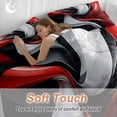 thumbnail image 4 of Abstract Water Ripple Duvet Cover Set Twin Size, Red Black White Stitching 4 Piece Soft Microfiber Bedding Set with 1 Duvet Cover, 1 Flat Sheet, 2 Pillowcases, 4 of 9