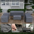 thumbnail image 4 of ELPOSUN Patio Furniture 9 Pieces Wicker Outdoor Sectional Sofa Sets, Rattan Conversation Set with Fire Pit Table, Swivel Chairs for Backyard, Pool, Beige/Navy Blue/Grey（Include Waterproof Covers ）, 4 of 8