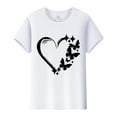 thumbnail image 4 of XMHJSMD Women's Love Butterfly Print Round Neck Short Sleeve T Shirt Top(White,Xxxl), 4 of 5