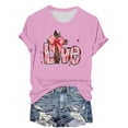 thumbnail image 1 of Hyknon Hauts pour Femmes Été Saint-Valentin Imprimé Manches Courtes Col Rond Haut/chemise Pull Doux Polyvalent pour Sortir, 1 of 4
