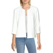 Kasper Womens Petites Ribbed Metallic Jacket White 8P